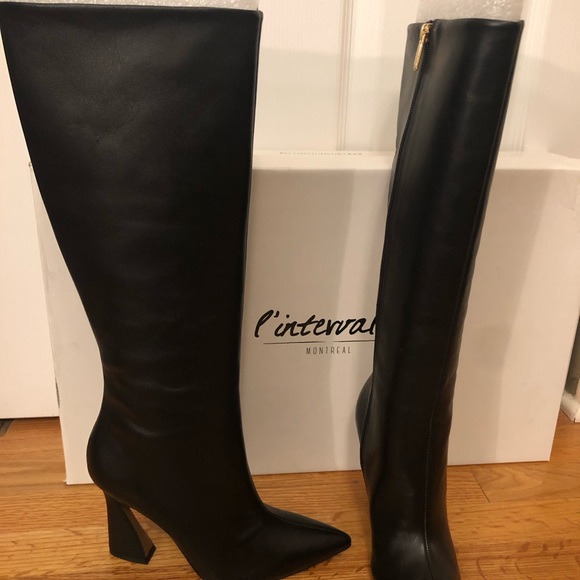 L’intervalle Bellagio black leather knee high boot, US size 7 - Picture 2 of 2